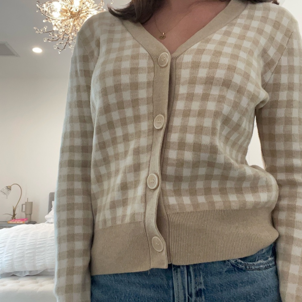 Checkered cardigan